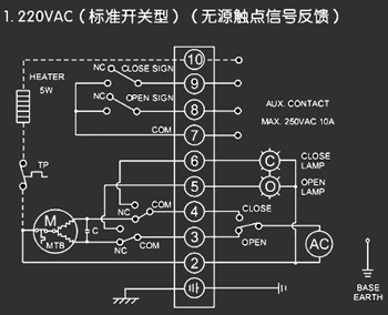 220VAC標(biāo)準(zhǔn)開關(guān)型<a href='http://xycpy.cn/Product/diefa/diandongdiefa/' target='_blank'>電動(dòng)<a href='http://xycpy.cn/Product/diefa/' target='_blank'>蝶閥</a></a>接線圖