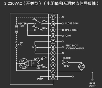 220VAC開關(guān)型<a href='http://xycpy.cn/Product/diefa/diandongdiefa/' target='_blank'>電動(dòng)<a href='http://xycpy.cn/Product/diefa/' target='_blank'>蝶閥</a></a>接線圖