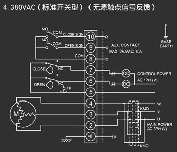 380VAC標(biāo)準(zhǔn)開關(guān)型<a href='http://xycpy.cn/Product/diefa/diandongdiefa/' target='_blank'>電動(dòng)<a href='http://xycpy.cn/Product/diefa/' target='_blank'>蝶閥</a></a>接線圖