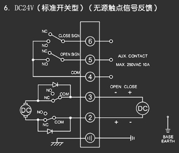 ＤＣ24Ｖ標(biāo)準(zhǔn)開關(guān)型<a href='http://xycpy.cn/Product/diefa/diandongdiefa/' target='_blank'>電動(dòng)<a href='http://xycpy.cn/Product/diefa/' target='_blank'>蝶閥</a></a>接線圖